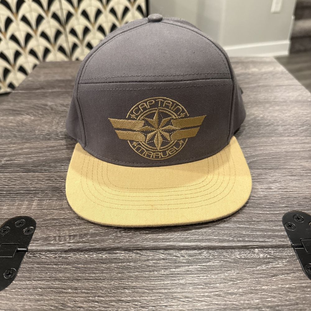 Captain Marvel Snapback Hat Gray/Gold Embroidered Adjustable